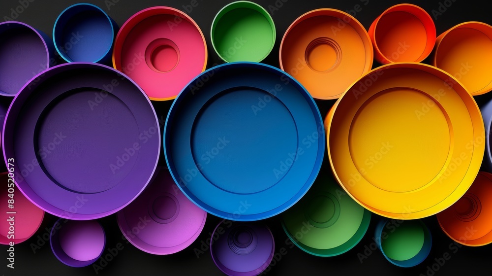 Poster colorful realistic abstract design with geometric shapes and gradients background, overlapping layer