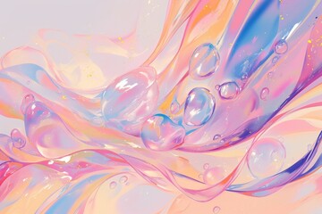 Water droplets in abstract form and vibrant artwork