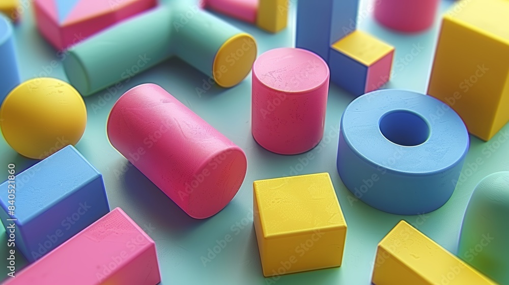Aufkleber colorful abstract design with geometric shapes and gradients background, overlapping layers on grung