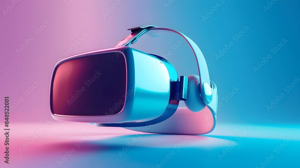 Aufkleber modern 3d rendering of a virtual reality headset with detailed straps and on a bright gradient