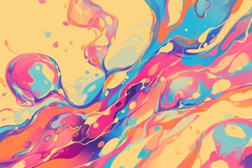 Colorful abstract water droplets in vibrant artwork