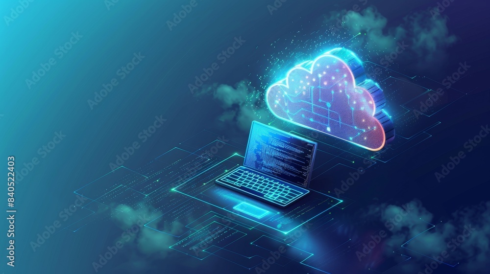 Poster connection to cloud storage for remote team collaboration via internet. collaboration and project ma