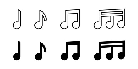 Musical notes icon set. Melody symbol. Music sheets vector illustration.