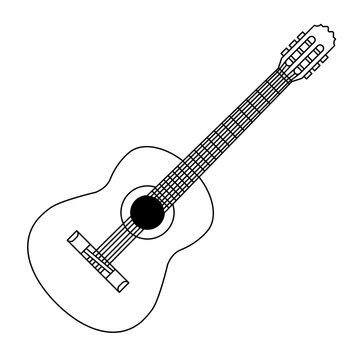 recommend clip art: Acoustic guitar vector illustration. Musical instrument line icon. Classical guitar design concept.
