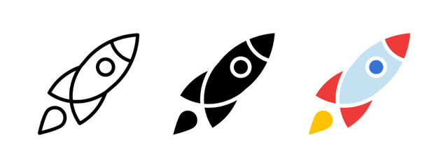 Rocket icon. Startup vector symbol. Business launch illustration. Space technology sign.