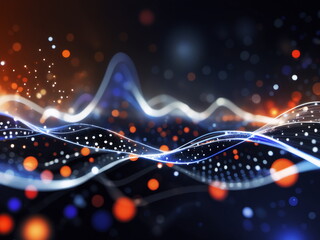 Abstract background ideal for digital, technologies, data science, scientific, neural networks, AI, network, data transmission and analysis, audio and visual concept.
