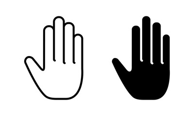 Hand icon. Palm symbol. Stop gesture sign. Human hand vector illustration.