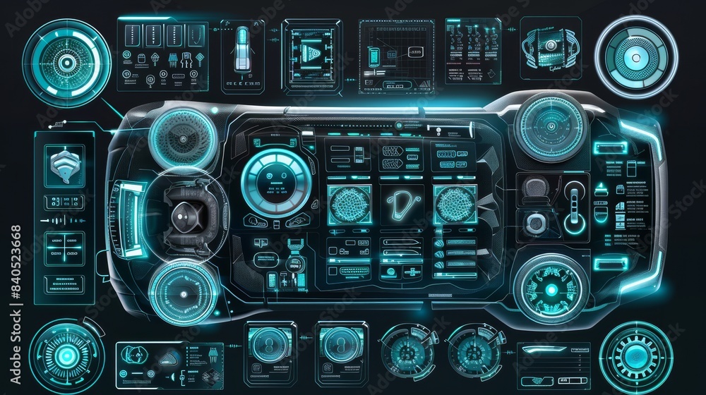 Poster using digital scanning to scan automobiles. using current user interfaces ( huds, uis, guis) to serv