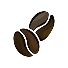 Coffee beans brown icon. Roasted coffee vector illustration. Espresso brown aquarelle art. Colored aroma symbol.