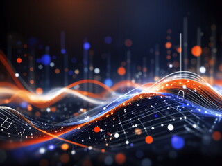 Abstract background ideal for digital, technologies, data science, scientific, neural networks, AI, network, data transmission and analysis, audio and visual concept.
