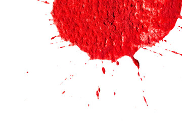 red blot of paint isolated on white