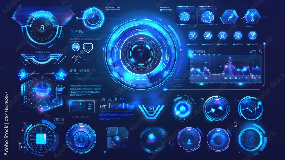 Aufkleber infographic and pie chart design in a futuristic style for web, ux, ui, kit, and mobile apps. infoch