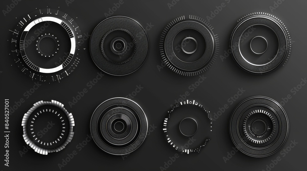 Poster modern circle hud set with futuristic circle elements. chronological hud. camera viewfinder collecti
