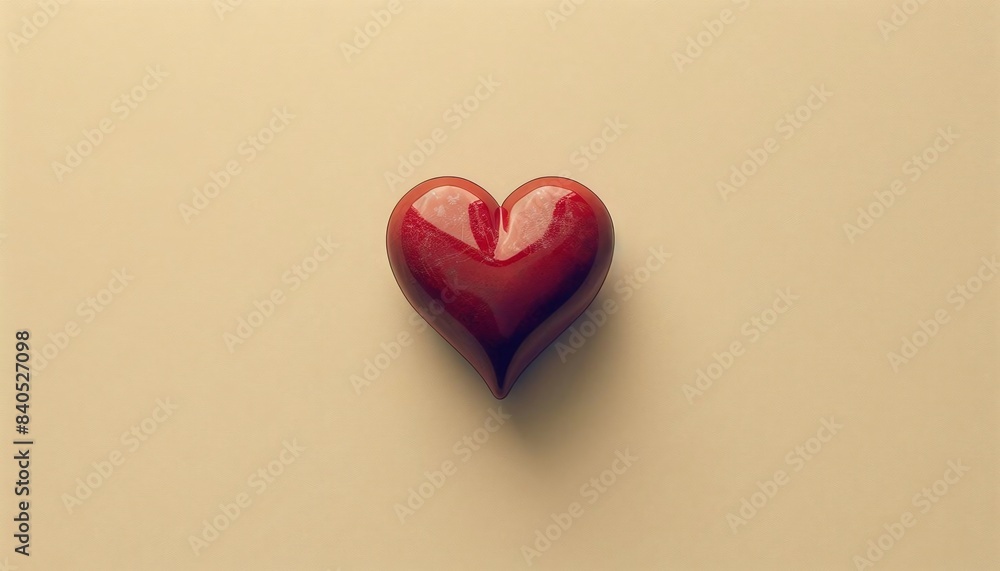 Aufkleber a simple heart icon in the upperleft third of the frame on a solid beige background
