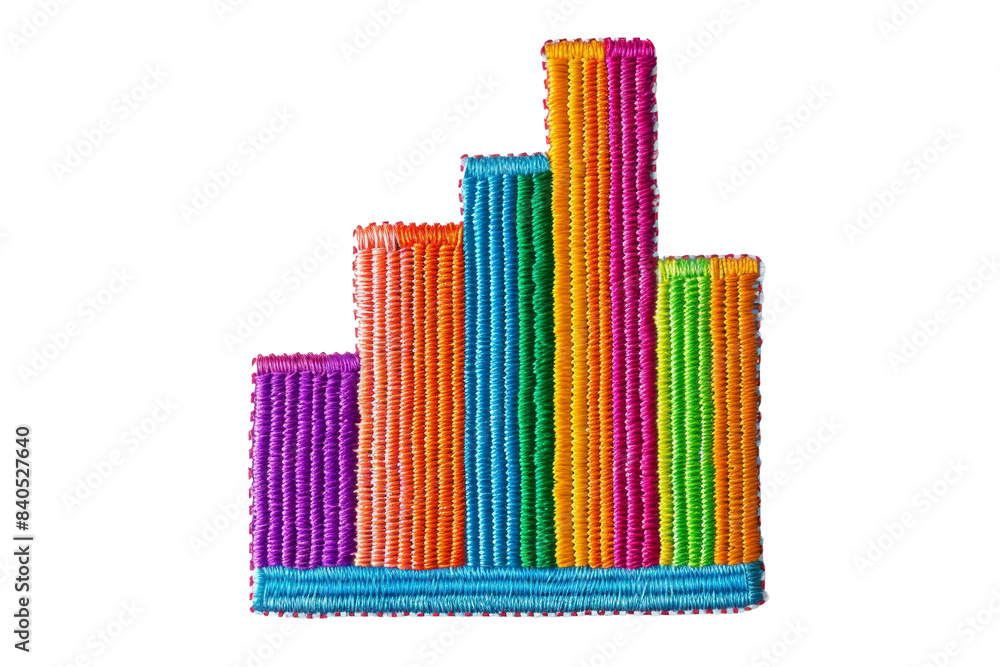 Aufkleber colorful embroidered graph bar chart symbolizing data analysis and statistics on transparent backgro
