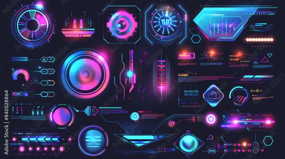 Poster retrofuturistic retro 3d objects and shapes set. geometric and abstract elements in vaporwave style 