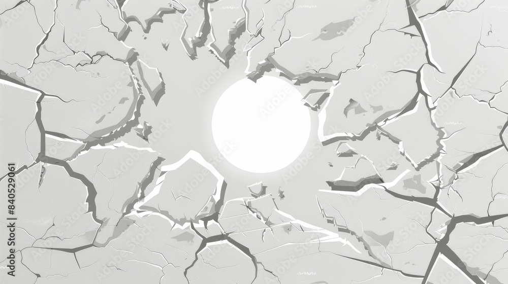 Poster a circular impact mark on concrete or another surface. this trace of destruction is suitable for the