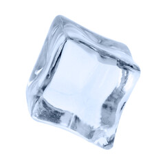 One crystal clear ice cube isolated on white
