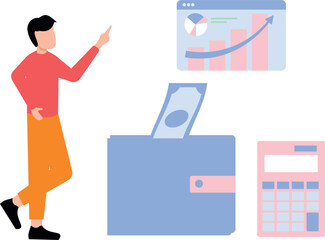 Boy pointing at business graph.