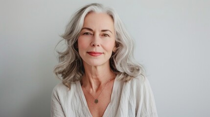 Fototapeta premium Portrait happy, confident senior woman looking away