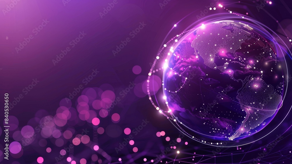 Poster earth globe with light dots on a dark background. conceptual illustration for earth day. 3d sci-fi i