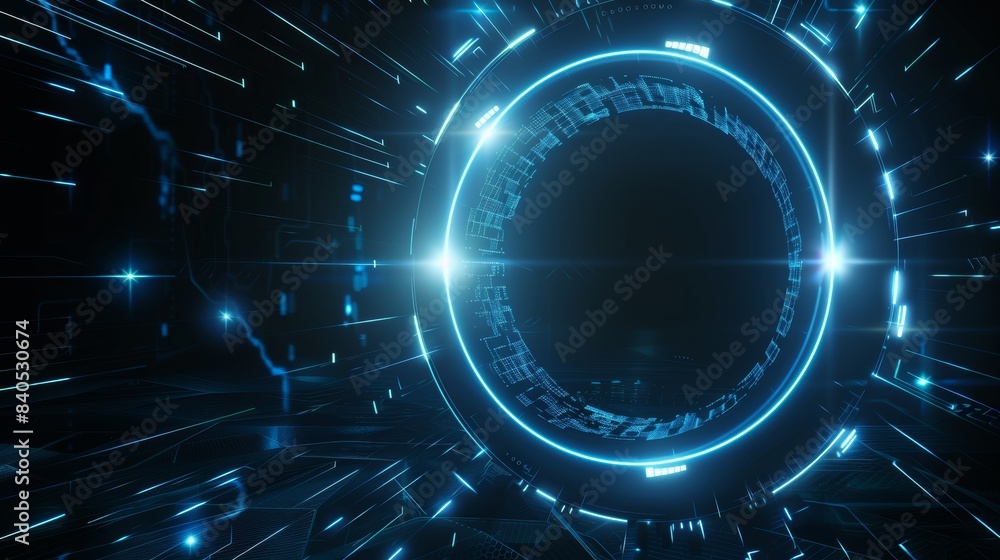 Poster digital data chart, hologram elements, communication, generative ai abstract technology ui
