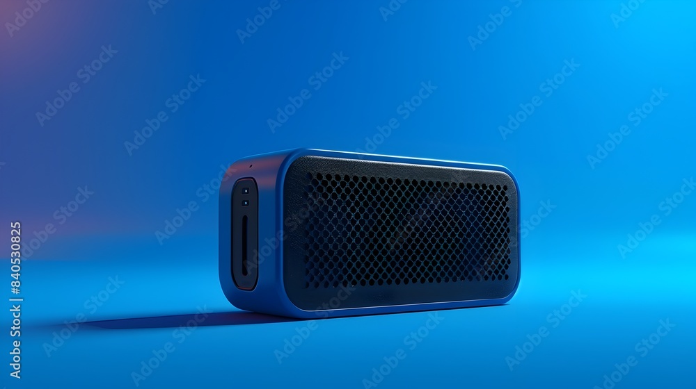Poster Rugged Speaker on Vibrant Gradient Background in 3D Render long_title:Detailed 3D render of a