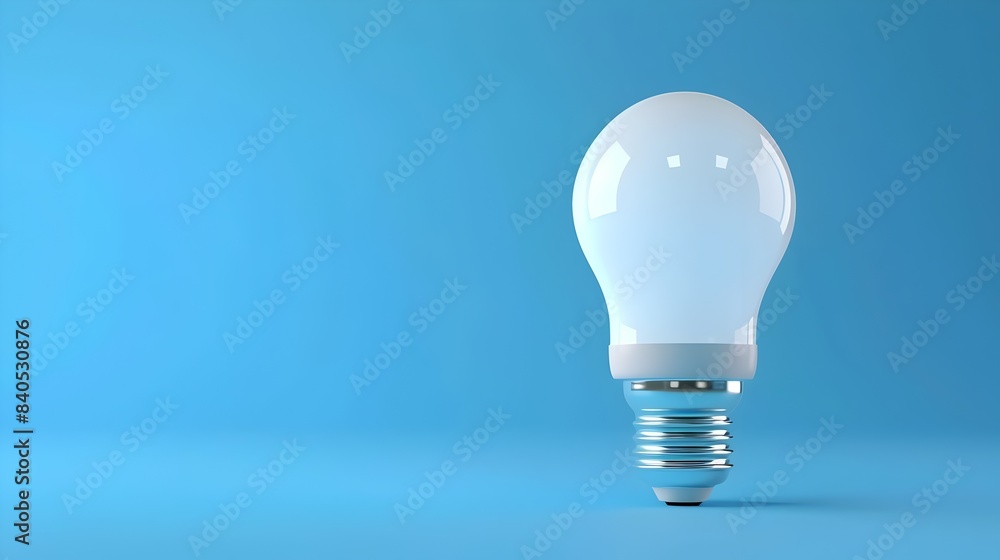 Poster modern 3d render of smart light bulb with customizable color settings on bright blue gradient