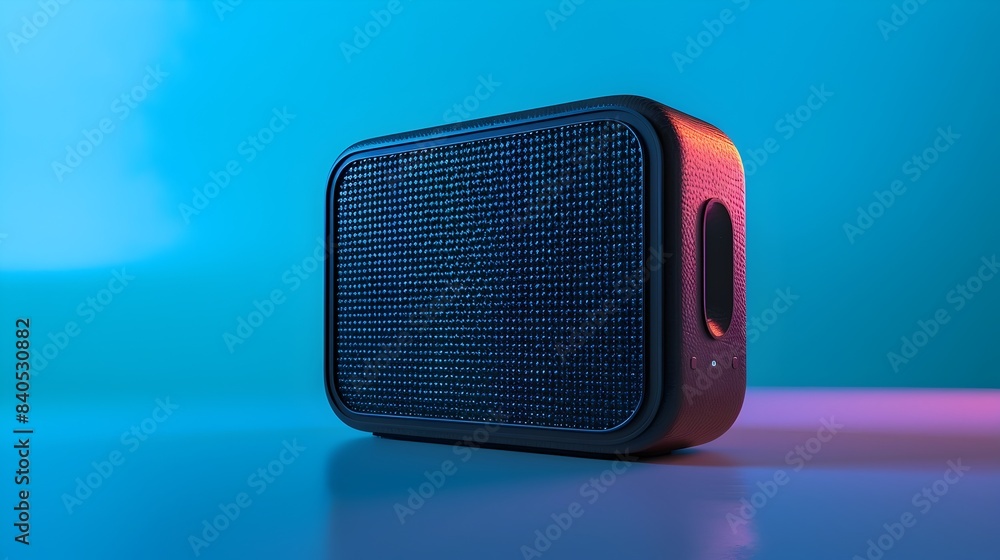 Poster Vibrant 3D Rendering of Rugged Speaker on Colorful Gradient Background