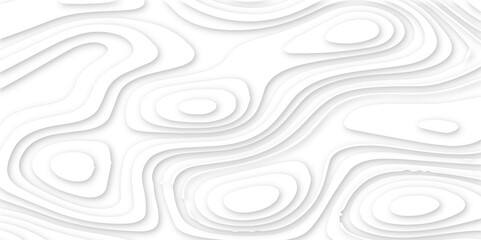 Abstract white papercut background with wavy layers and shadow. 3d realistic seamless wavy lines. Vector topographic illustration.