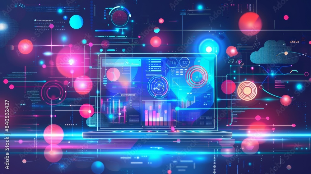 Poster the technology of software development, web design, programming concept. the use of computer codes o