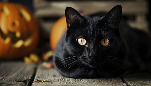 Enigmatic Halloween Panther: Isolated on Creepy Nighttime Setting, Symbolism, Supertition, 