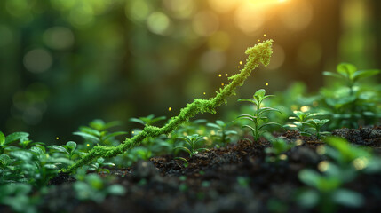 A green plant with a long stem and a bunch of green leaves