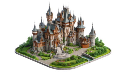 Castle house  isolated on transparent or white background.