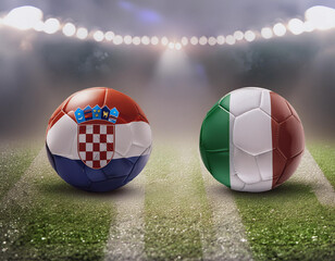Fototapeta premium Banner Football group match Croatia vs Italy