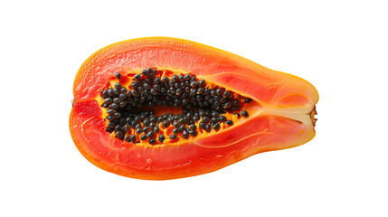 Fresh papaya fruit slice isolated on transparent Background