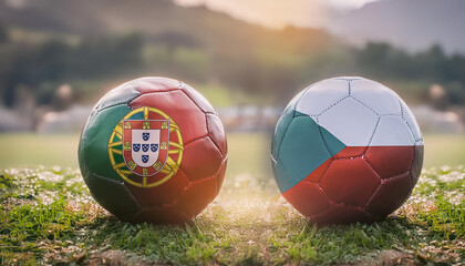 Fototapeta premium Banner Football group match Portugal vs Czech Republic