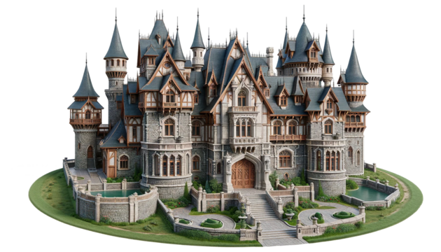 Castle house  isolated on transparent or white background.