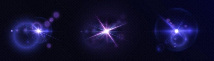The effect of abstract blue light rays with highlights on a black background. Vector 10 EPS