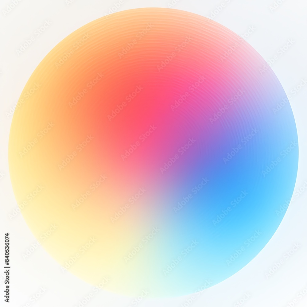 Poster vibrant gradient circle combining warm and cool hues, featuring smooth color transitions from yellow
