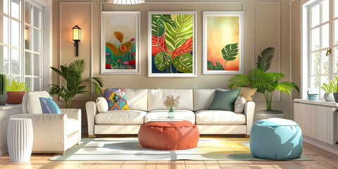 Home Decor Mega Markdowns: Home decor store featuring furniture, decor accents, and banners advertising Home Makeover Sale.