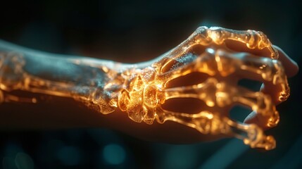 A hand with a skeleton in it