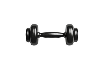 Fototapeta premium Black dumbbell isolated on a transparent background. perfect for fitness, exercise, and weight training projects. High-quality stock photo.