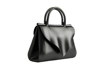 Fototapeta premium Elegant black leather handbag with a modern design, perfect for fashion-forward individuals. Ideal accessory for any stylish outfit.