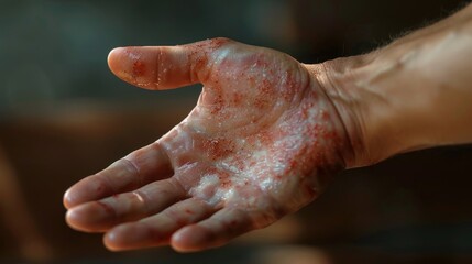 Fototapeta premium A hand with a red rash on it