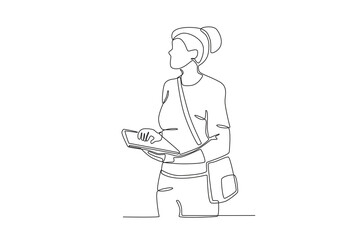Continuous one line drawing of Student is holding a book, student day concept. Modern continuous line draw design graphic vector illustration
