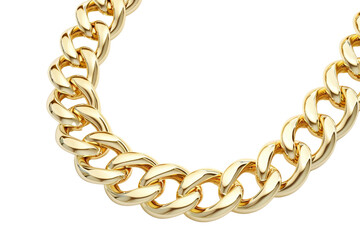 Obraz premium Close-up of a luxurious gold chain necklace with interlocking links, showcasing elegant design and rich colors perfect for fashion and jewelry themes.