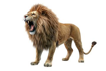 Obraz premium A fierce lion roaring with its majestic mane, showcasing the raw power and beauty of the wild. Perfect for wildlife and nature themes.