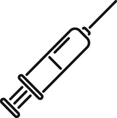 Simple black and white line art of a medical syringe for healthcare design use