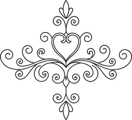 decorative abstract floral ornament illustration black and white